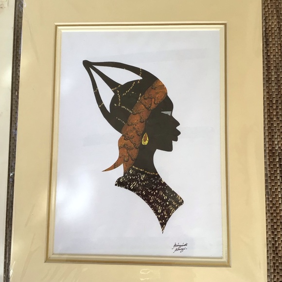Lot of 2 butterfly wing art giraffe, African lady prints - Picture 3 of 6